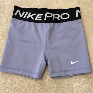 Nike Pro Lavender Athletic Compression Shorts with Black Waistband